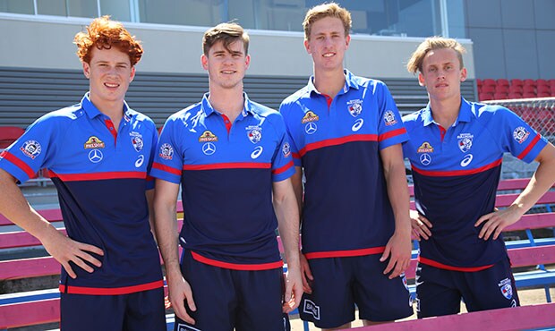 HERO_Class2017_BJTPolos.jpg The Western Bulldogs' draft class of 2017 pictured at Victoria University Whitten Oval, showcasing the new Bob Jane T-Marts branding on the media polo sleeves. - Western Bulldogs